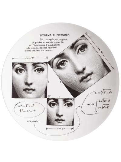 Fornasetti Tema E Variazioni N.183 Hand-painted Wall Plate In White