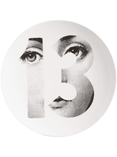 Fornasetti Tema E Variazioni N.108 Hand-painted Wall Plate In White
