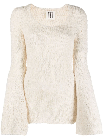 By Malene Birger Cierra Flared-sleeve Wool-mohair Sweater In Neutrals