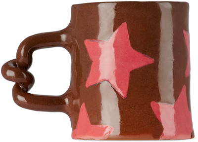 Harlie Brown Studio Ssense Exclusive Pink & Brown Stars Delight Wiggle Mug In Pink/terracotta