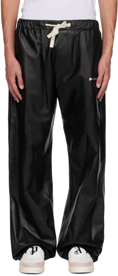 Palm Angels Logo-print Leather Track Trousers In Black