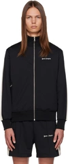 Palm Angels Black High Neck Sweatshirt With Logo Lettering On The Front In Wool Blend Man In Black White