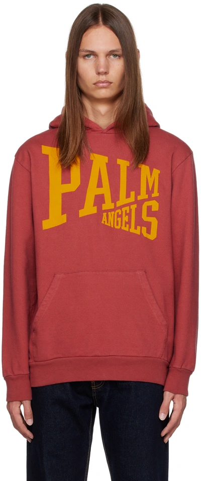 Palm Angels Burgundy College Hoodie In Burgundy Gold