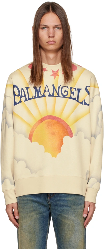 Palm Angels Palm Sunrise Crew-neck Sweatshirt In White