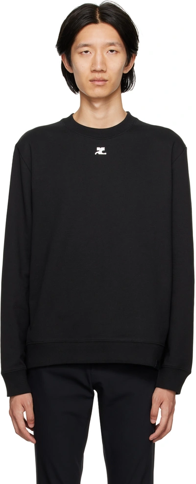 Courrèges Logo-patch Cotton Sweatshirt In Black