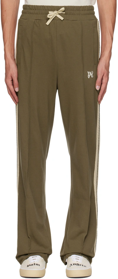 Palm Angels Taupe Monogram Track Pants In Brown