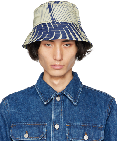 Dries Van Noten Blue & Off-white Gilly Bucket Hat In 504 Blue