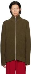 Maison Margiela Knit Zip-up Cardigan In Olive