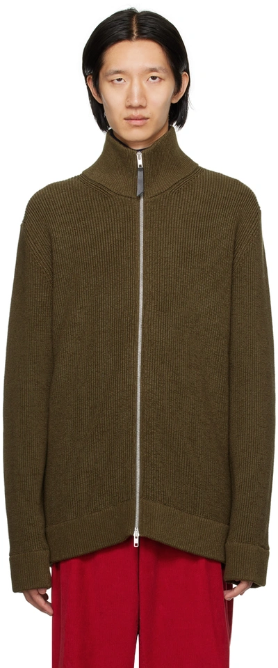 MAISON MARGIELA GREEN ZIP-UP SWEATER