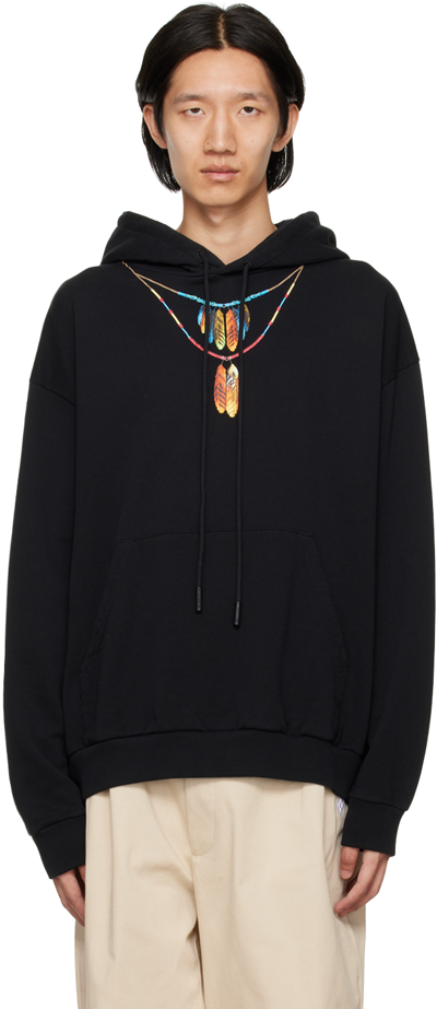 Marcelo Burlon County Of Milan Black Printed Hoodie In Black/red