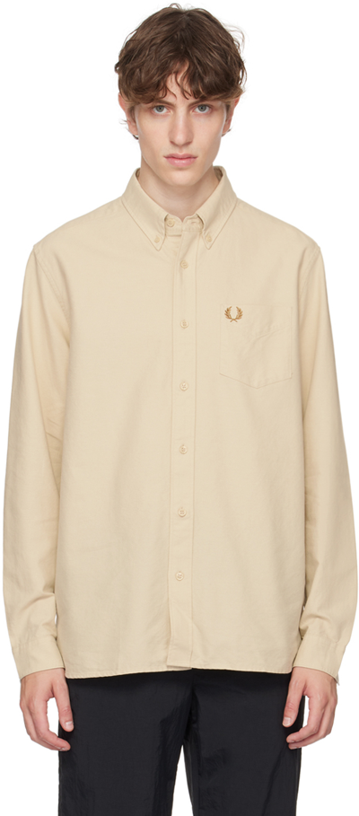 Fred Perry Beige Embroidered Shirt In 691 Oatmeal