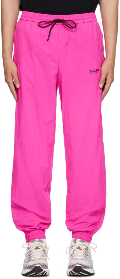 7 Days Active Pink Paneled Track Trousers In 147 Pink Glo