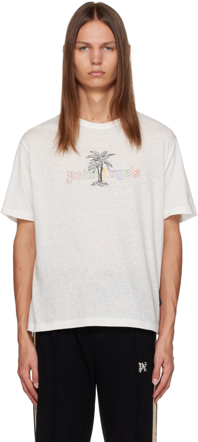 Palm Angels Logo-print Round-neck T-shirt In White