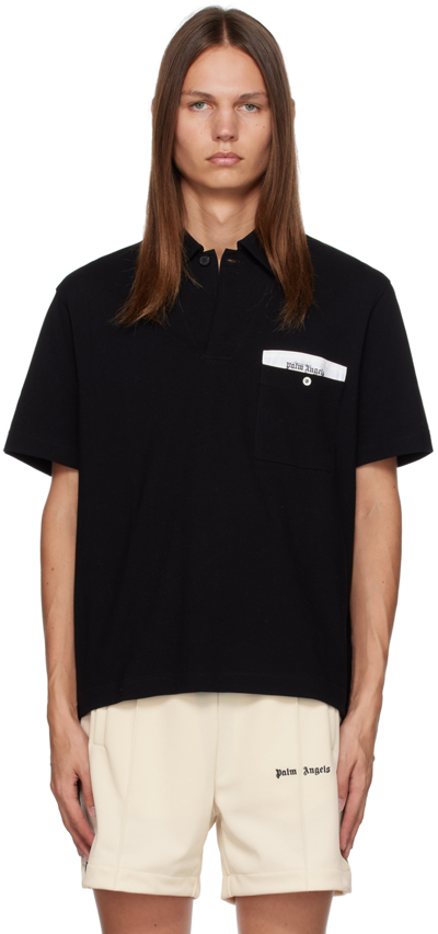 Palm Angels Sartorial Tape Bottom Polo In Black