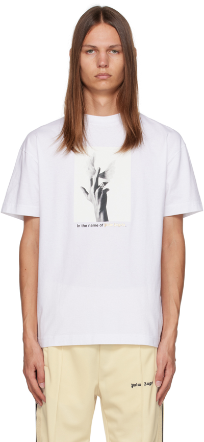 Palm Angels White Wings T-shirt In White,black