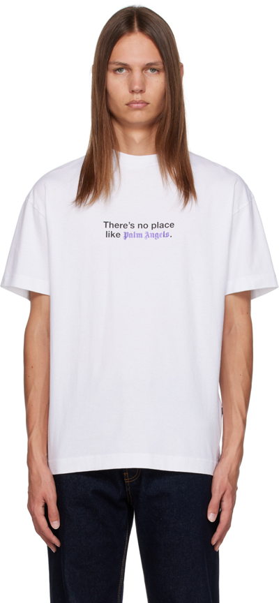 Palm Angels White 'no Place' T-shirt In White Black