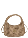 Miu Miu Miu Wander Hobo Bag In Sabbia