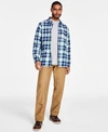 LEVI'S LEVIS MENS WORKER RELAXED FIT PLAID BUTTON DOWN SHIRT WORKWEAR RELAXED FIT SOLID POCKET T SHIRT WORK