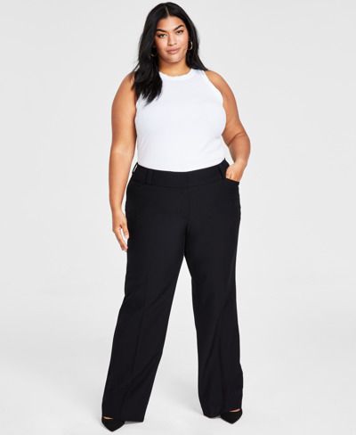 Inc International Concepts Plus And Petite Plus Size Curvy Bootcut Pants, Created For Macy's In Deep Black