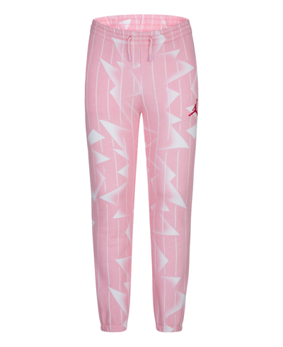 Jordan Big Girls Essentials Printed Fleece Pants In Medium Soft Pink