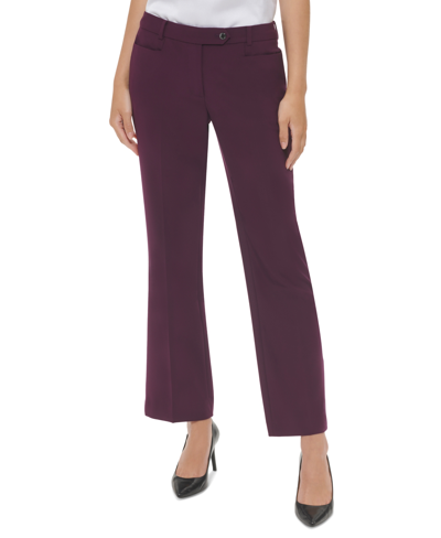 Calvin Klein Petites Womens Modern Fit Tapered Leg Dress Pants In Purple