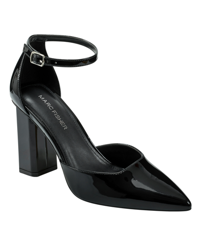 Marc Fisher Women's Demeter Adjustable Ankle Strap Dress Pumps In Black Patent - Faux Patent Leather