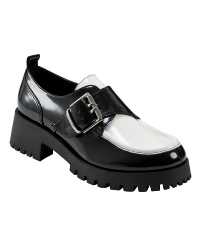 Marc Fisher Women's Hazelton Slip-on Lug Sole Casual Loafers Women's Shoes In Black,white