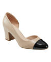 Bandolino Women's Laynier Almond Toe Side D'orsay Block Heel Pumps Women's Shoes In Light Natural/black Multi