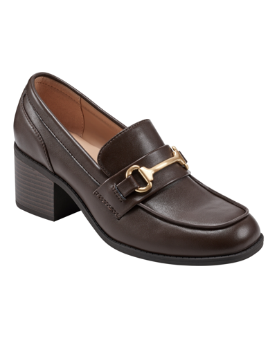 Bandolino Women's Mayble Block Heel Hardware Detail Loafers In Dark Brown - Faux Leather - Polyurethane