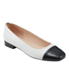 Bandolino Women's Taprinz Square Toe Low Block Heel Slip-on Flats Women's Shoes In Cream/black - Faux Leather