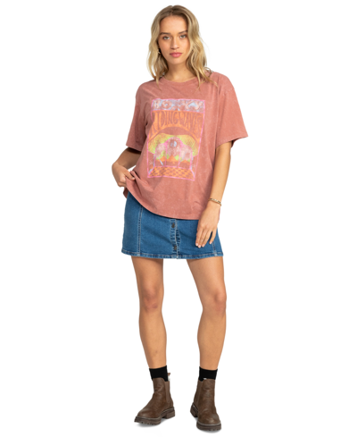 Roxy Juniors' Girl Need Love Cotton Oversized Graphic T-shirt In Cedar Wood
