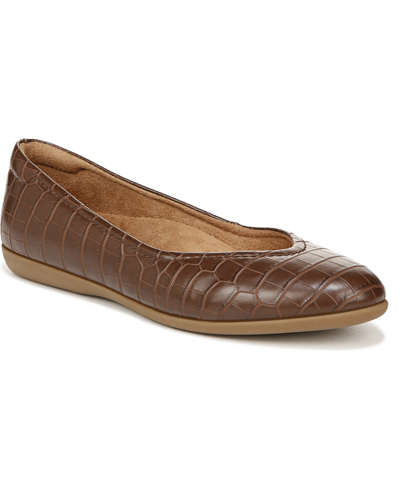 Naturalizer Vivienne Croc Embossed Faux Leather Flat In Brown Croco Embossed Faux Leather