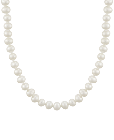 Macy's Children's Cultured Freshwater Oval Pearl (4-1/2mm) 13" Collar Necklace In Yellow Gold
