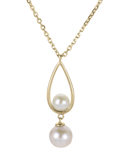 Macy's Cultured Freshwater Pearl (4 & 6-1/2mm) Teardrop 18" Pendant Necklace In 14k Gold-plated Sterling Si