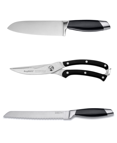 Berghoff Stainless Steel 3 Piece Knife Set In Black