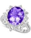 Macy's Amethyst (4-1/2 Ct. T.w.) & White Topaz (7/8 Ct. T.w.) Halo Ring In Sterling Silver (also In Blue To In Amethyst