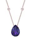 Macy's Amethyst (15 Ct. T.w.) & White Topaz (3/8 Ct. T.w.) 18" Pendant Necklace In Rose Gold-plated Sterlin In Amethyst