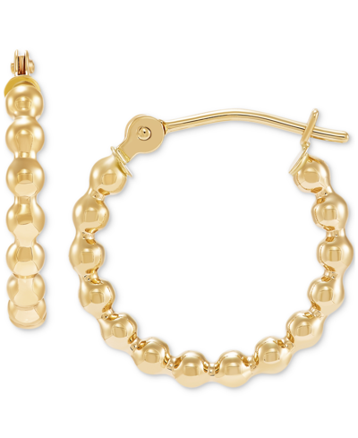 Macy's Polished Bead Tube Hoop Earrings Collection In 10k Gold In Yellow Gold