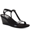 Style & Co Mulan Womens Dressy Slip On Wedge Sandals In Black Patent