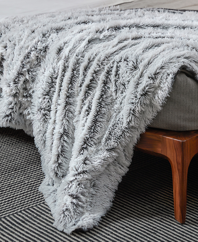 Cheer Collection Soft And Fuzzy Reversible Shaggy Throw, 60" X 70" In Gray