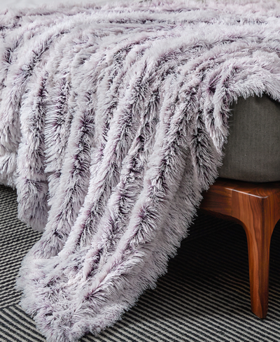 Cheer Collection Soft And Fuzzy Reversible Shaggy Throw, 60" X 70" In Purple