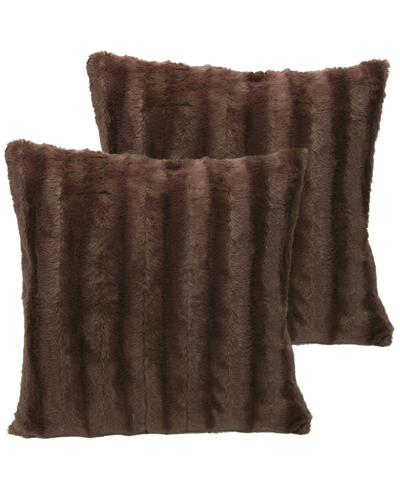 Cheer Collection Plush Reversible Faux Fur 2-pack Decorative Pillow, 22" X 22" In Brown