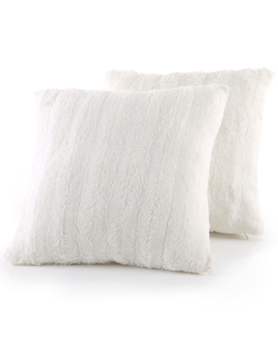 Cheer Collection Plush Reversible Faux Fur 2-pack Decorative Pillow, 22" X 22" In White