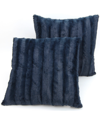 CHEER COLLECTION PLUSH REVERSIBLE FAUX FUR 2-PACK DECORATIVE PILLOW, 16" X 16"