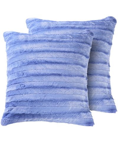 Cheer Collection Plush Reversible Faux Fur 2-pack Decorative Pillow, 16" X 16" In Very Peri