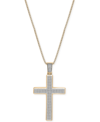 Macy's Men's Diamond Cross 22" Pendant Necklace (1 Ct. T.w.) In Gold Over Silver