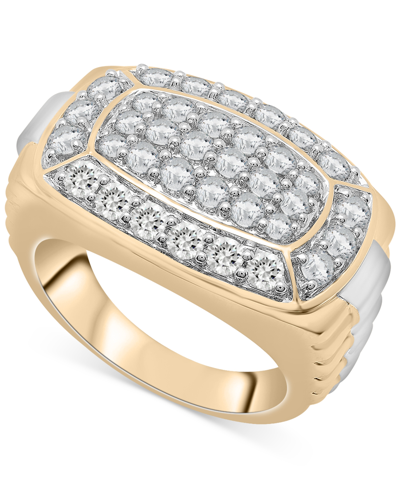 Macy's Men's Diamond Cluster Two-tone Ring (2 Ct. T.w.) In 10k Gold