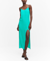 Mango Midi Dress With Slit Turquoise In Turquoise
