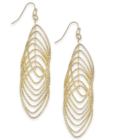 Inc International Concepts Navette Multi-ring Drop Earrings, Created For Macy's In Gold