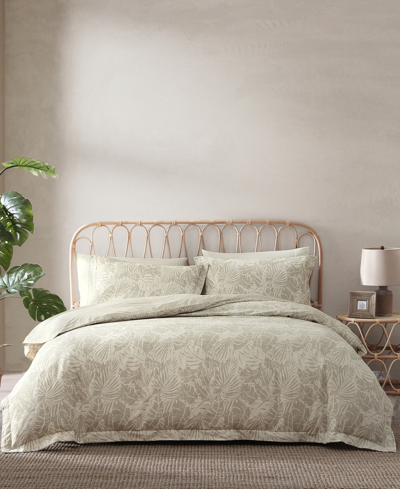 Tommy Bahama Home Costa Blanca Cotton Reversible 3 Piece Duvet Cover Set, Full/queen In Beige